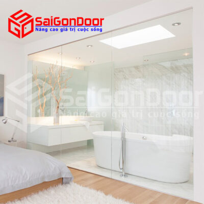 Phòng tắm kínhd trong phòng ngủ